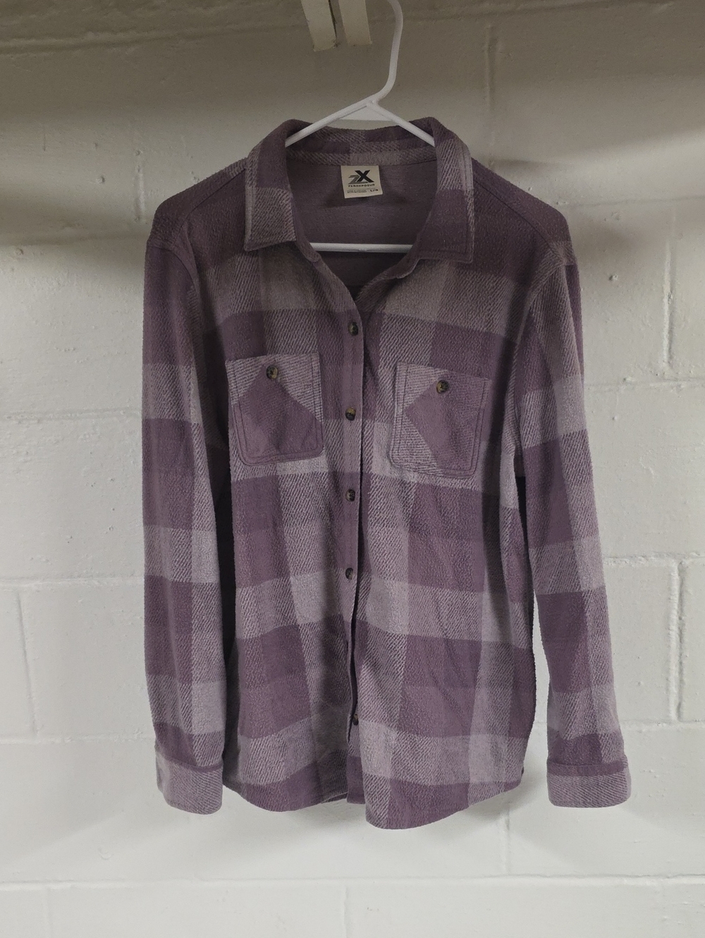 Xersion Lavender Plaid Casual Button-Down Shirt